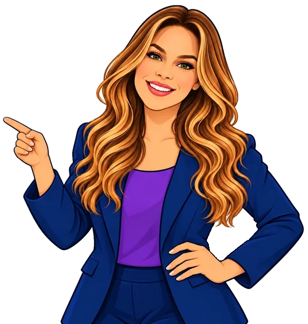 Ilustração da Lupi, personagem da ContLup, sorrindo e apontando para as perguntas
