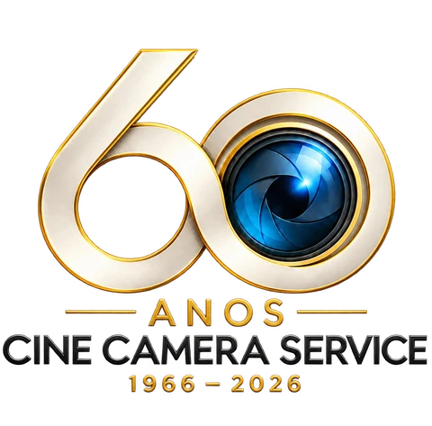 Logo comemorativo de 60 anos da Cine Camera Service, 1966 a 2026